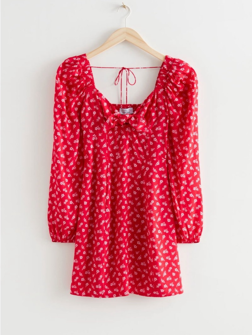 & Other Stories Ditsy Floral Bow Detail Long Sleeve Mini Dress EUR 38 / US 6